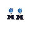 Michigan Wolverines 2 BLUE Swarovski Crystal Stud Rhinestone Earrings