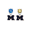 Michigan Wolverines 2 BLUE & GOLD Swarovski Crystal Stud Rhinestone Earrings