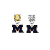 Michigan Wolverines 2 GOLD & CLEAR Swarovski Crystal Stud Rhinestone Earrings