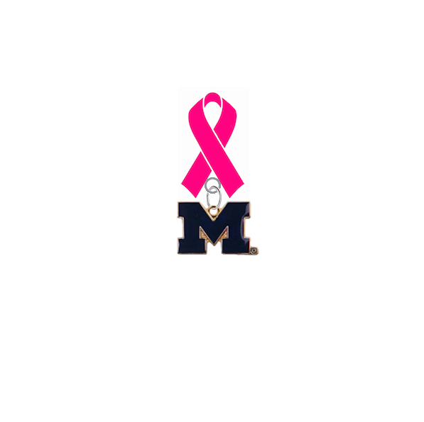 Michigan Wolverines Style 2 Breast Cancer Awareness / Mothers Day Pink Ribbon Lapel Pin