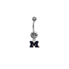 Michigan Wolverines Style 2 SILVER College Belly Button Navel Ring