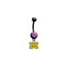 Michigan Wolverines Style 3 BLACK w/ PINK GEM College Belly Button Navel Ring