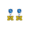 Michigan Wolverines 3 BLUE Swarovski Crystal Stud Rhinestone Earrings