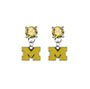 Michigan Wolverines 3 GOLD Swarovski Crystal Stud Rhinestone Earrings