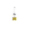 Michigan Wolverines Style 3 WHITE College Belly Button Navel Ring