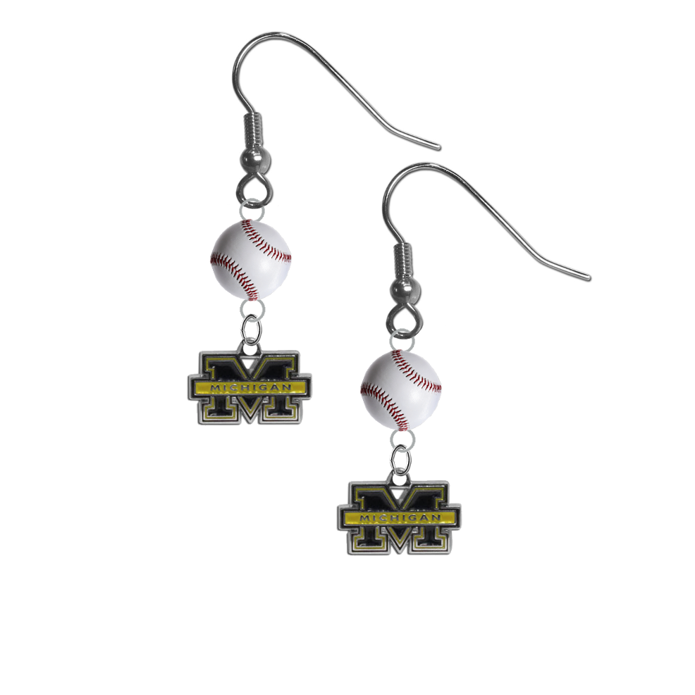 Michigan Wolverines NCAA Baseball Dangle Earrings