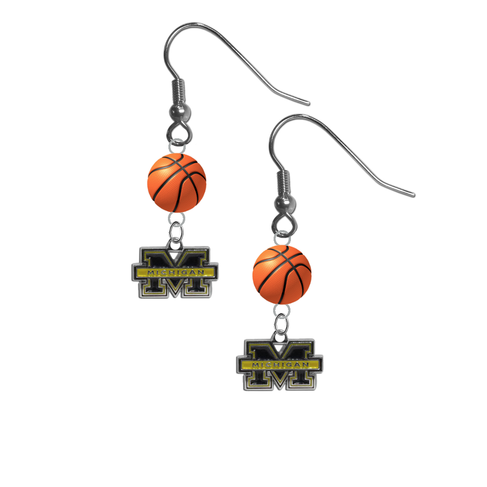 Michigan Wolverines NCAA Basketball Dangle Earrings