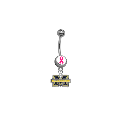 Michigan Wolverines Breast Cancer Awareness Belly Button Navel Ring