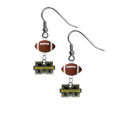 Michigan Wolverines NCAA Football Dangle Earrings