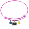 Michigan Wolverines PINK Expandable Wire Bangle Charm Bracelet