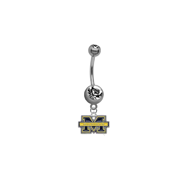 Michigan Wolverines SILVER College Belly Button Navel Ring
