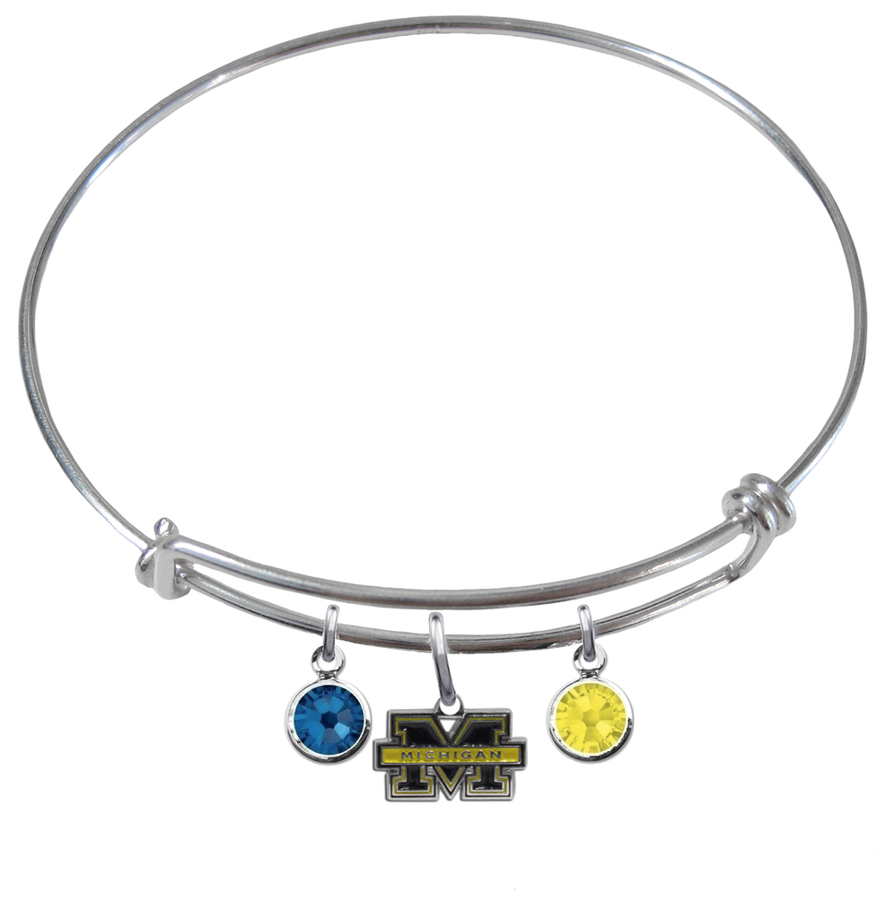 Michigan Wolverines NCAA Expandable Wire Bangle Charm Bracelet