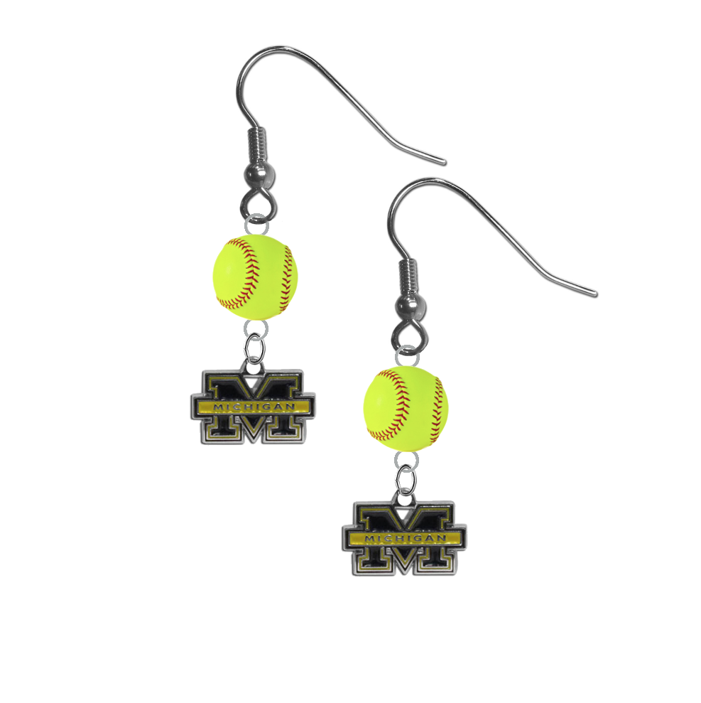 Michigan Wolverines NCAA Fastpitch Softball Dangle Earrings