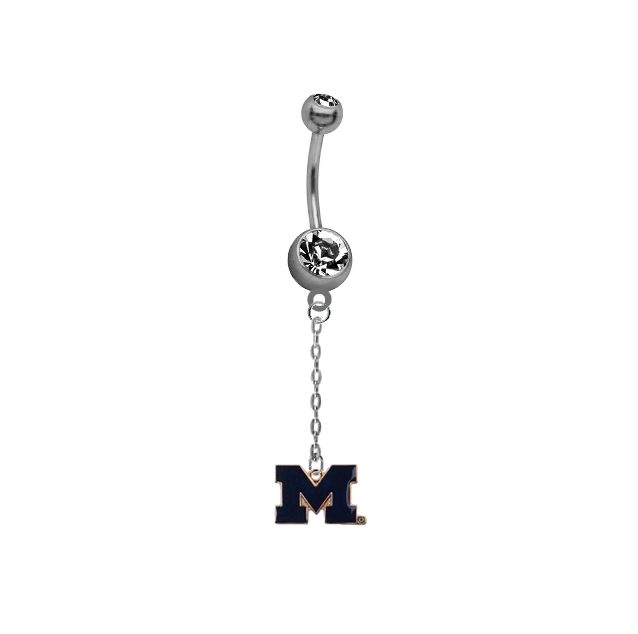 Michigan Wolverines Style 2 Dangle Chain Belly Button Navel Ring
