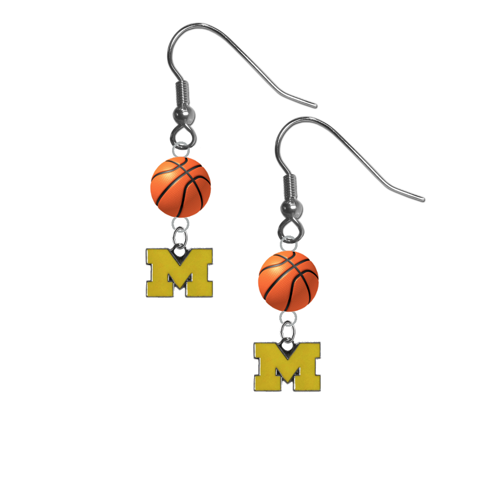 Michigan Wolverines Style 3 NCAA Basketball Dangle Earrings