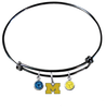 Michigan Wolverines Style 3 BLACK Expandable Wire Bangle Charm Bracelet