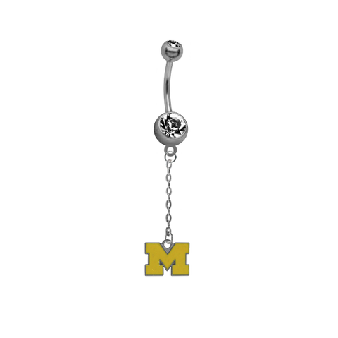 Michigan Wolverines Style 3 Dangle Chain Belly Button Navel Ring