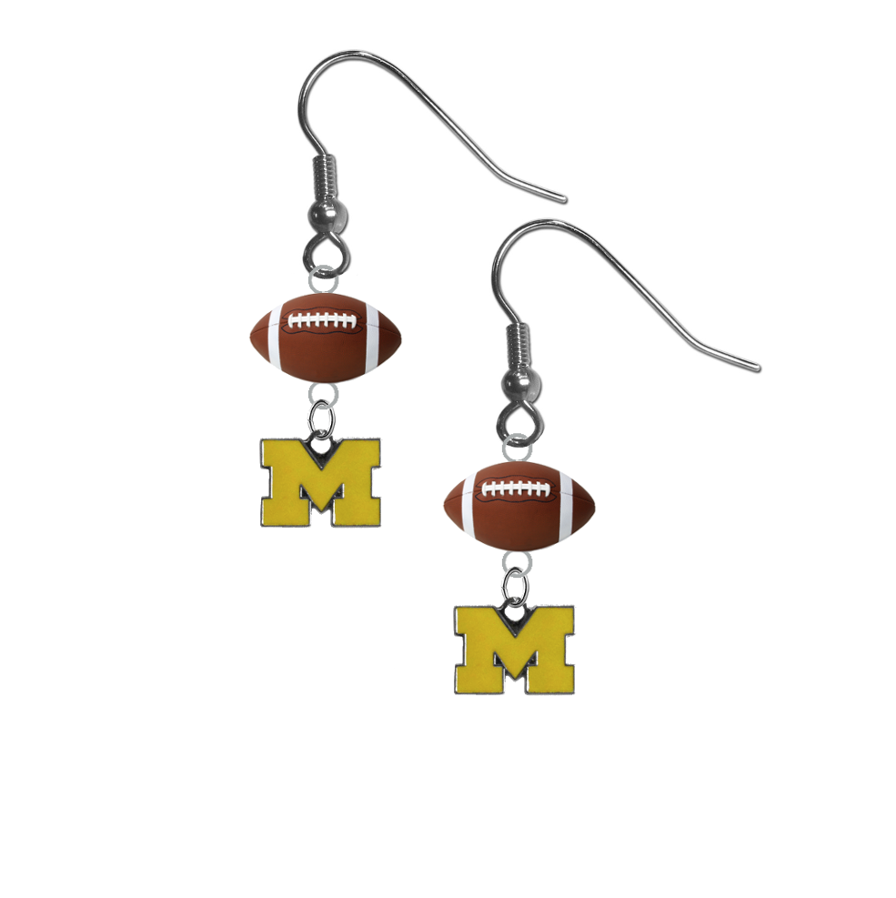 Michigan Wolverines Style 3 NCAA Football Dangle Earrings