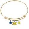 Michigan Wolverines Style 3 GOLD Expandable Wire Bangle Charm Bracelet
