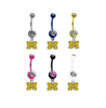 Michigan Wolverines Style 3 NCAA College Belly Button Navel Ring - Pick Your Color