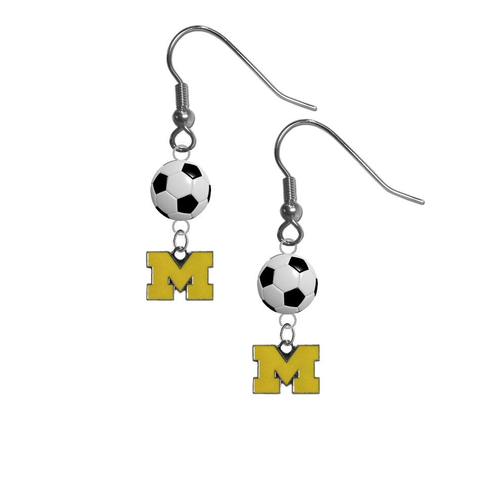 Michigan Wolverines Style 3 NCAA Soccer Dangle Earrings