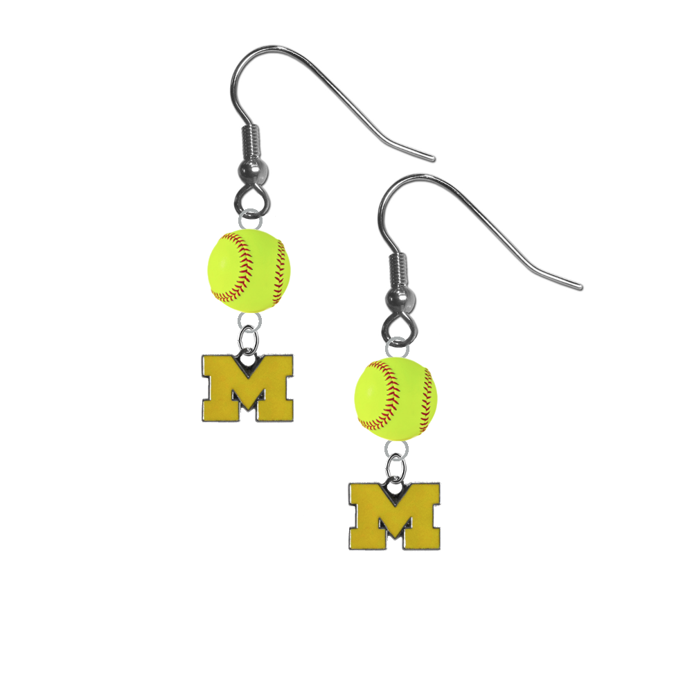 Michigan Wolverines Style 3 NCAA Fastpitch Softball Dangle Earrings