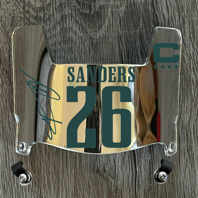 Philadelphia Eagles Miles Sanders Mini Football Helmet Visor Shield Silver Chrome Mirror w/ Clips - PICK COLOR