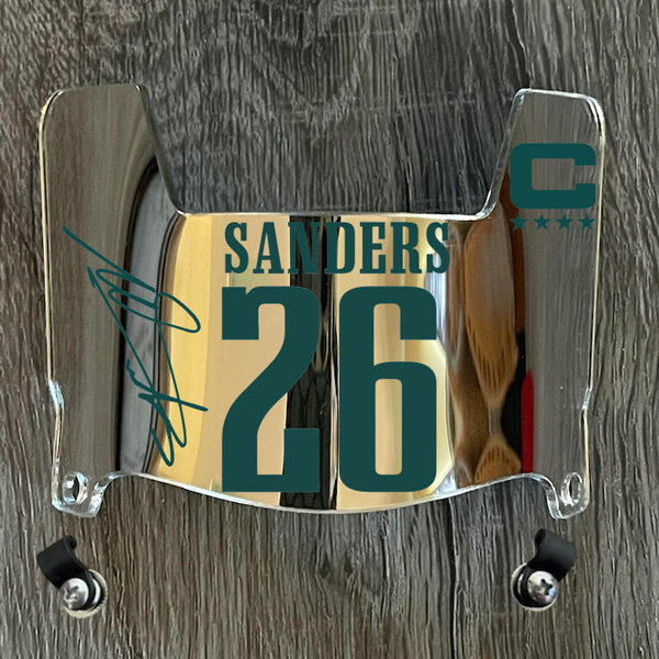 Philadelphia Eagles Miles Sanders Mini Football Helmet Visor Shield Silver Chrome Mirror w/ Clips - PICK COLOR