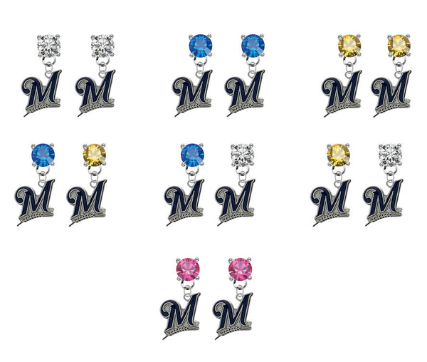 Milwaukee Brewers MLB Swarovski Crystal Stud Rhinestone Earrings