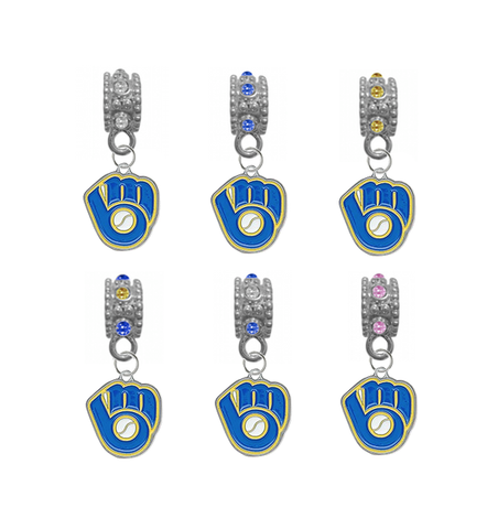 Milwaukee Brewers 2 MLB Baseball Crystal Rhinestone European Bracelet Charm