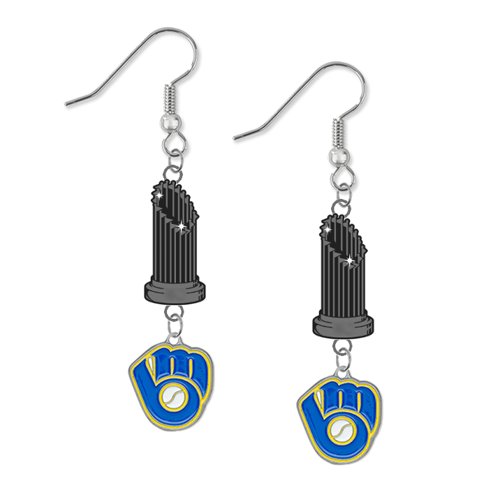 Milwaukee Brewers Retro MLB World Series Trophy Dangle Earrings