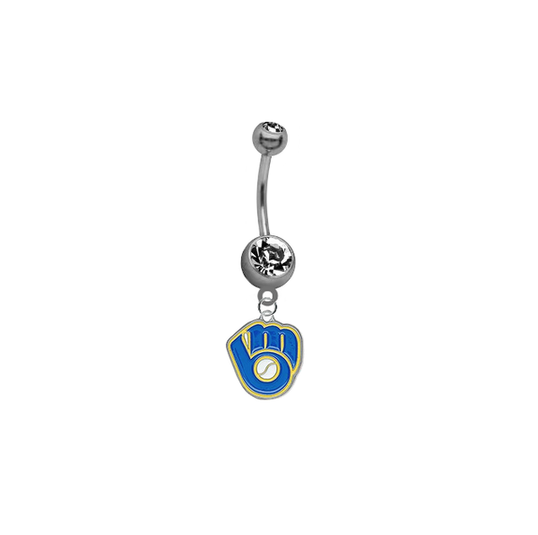 Milwaukee Brewers Retro MLB Baseball Belly Button Navel Ring
