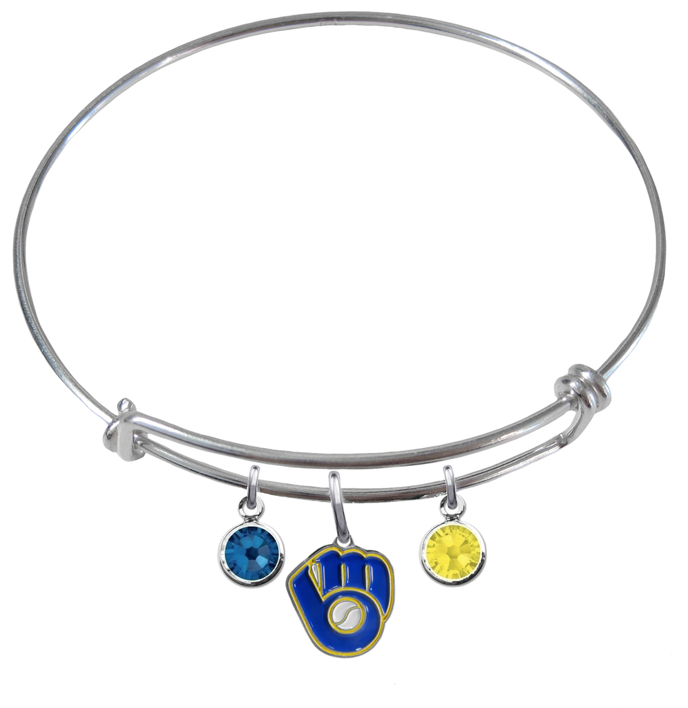 Milwaukee Brewers Retro MLB Expandable Wire Bangle Charm Bracelet