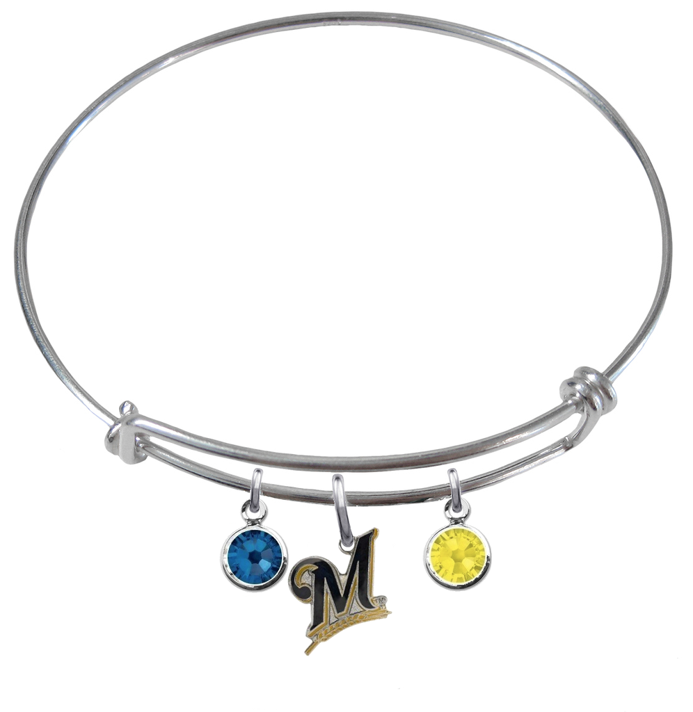 Milwaukee Brewers MLB Expandable Wire Bangle Charm Bracelet