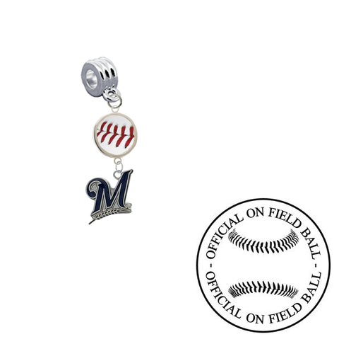 Milwaukee Brewers On Field Baseball Universal European Bracelet Charm (Pandora Compatible)
