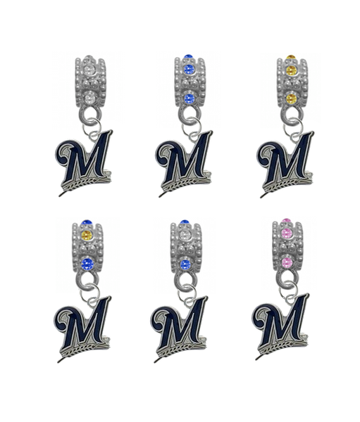 Milwaukee Brewers MLB Baseball Crystal Rhinestone European Bracelet Charm