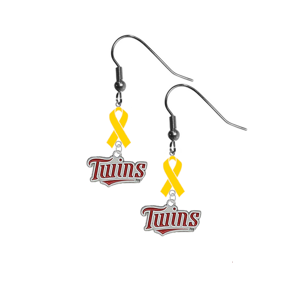 Minnesota Twins MLB Childhood Cancer Awareness Yellow Ribbon Dangle Earrings