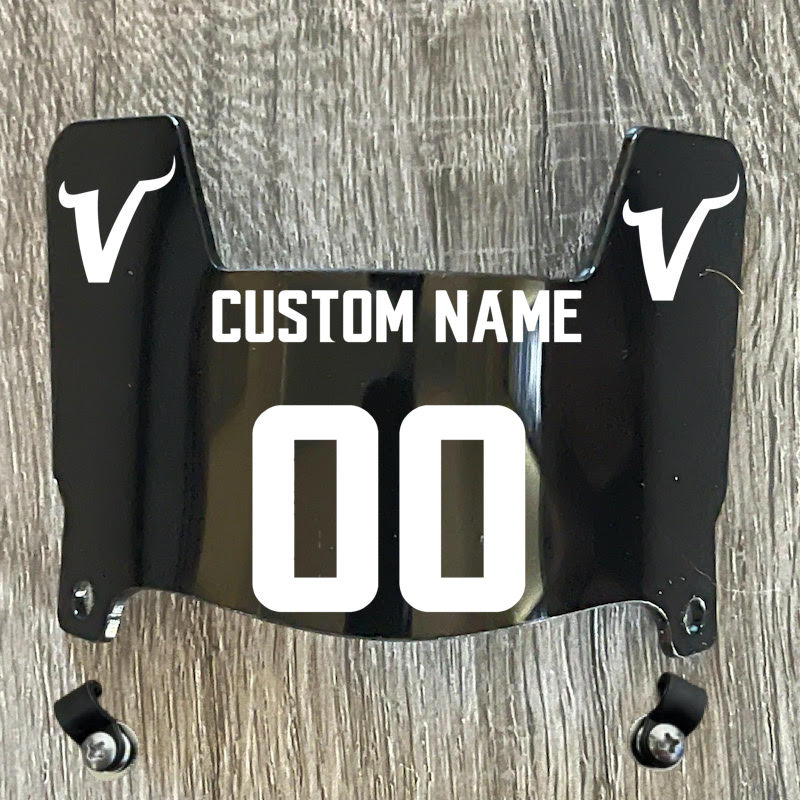 Minnesota Vikings Custom Name & Number Mini Football Helmet Visor Shield Black Dark Tint w/ Clips - WHITE