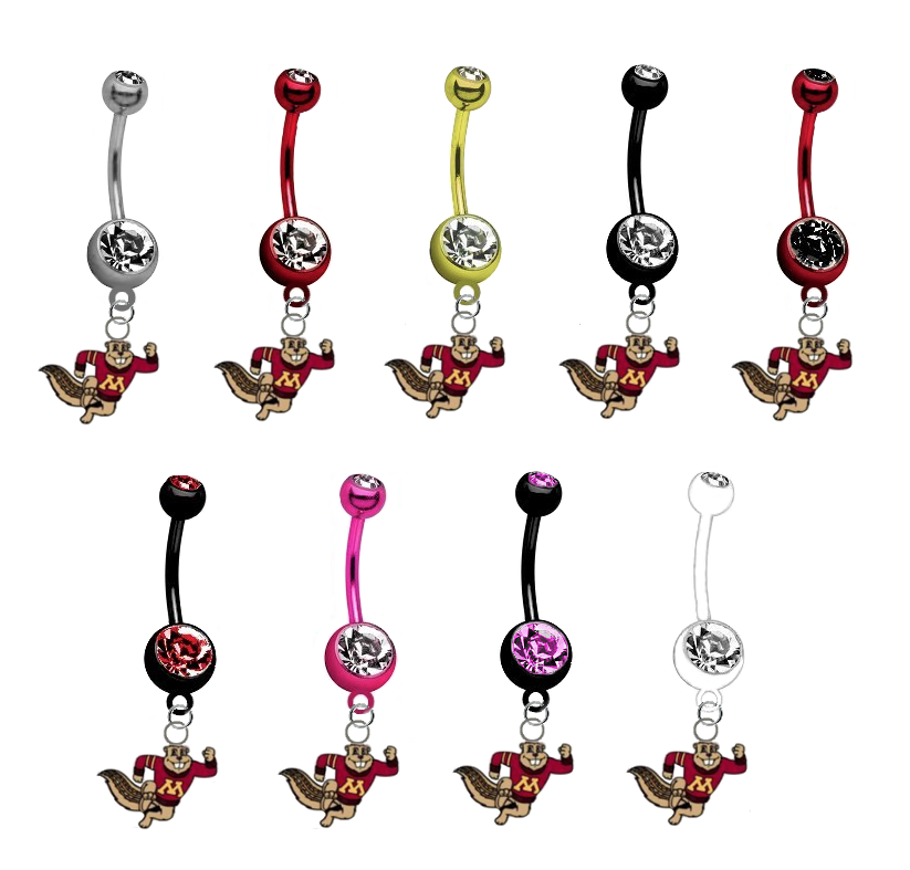 Minnesota Golden Gophers Mascot Logo NCAA College Belly Button Navel Ring - Pick Your Color