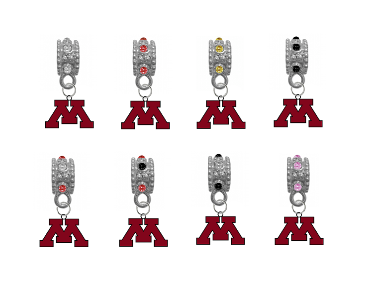 Minnesota Gophers NCAA Crystal Rhinestone European Bracelet Charm