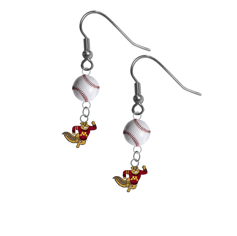 Minnesota Gophers Mascot NCAA Baseball Dangle Earrings