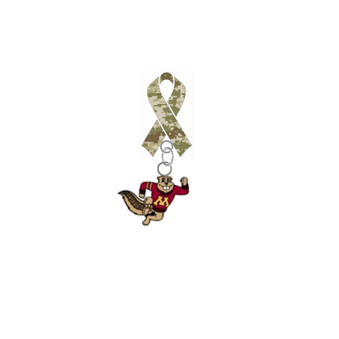 Minnesota Gophers Mascot Salute to Service Military Appreciation Camo Ribbon Lapel Pin