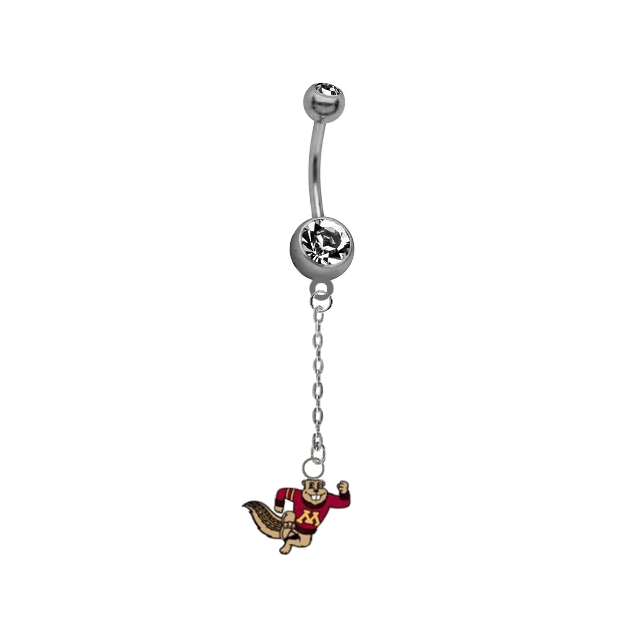 Minnesota Golden Gophers Mascot Dangle Chain Belly Button Navel Ring