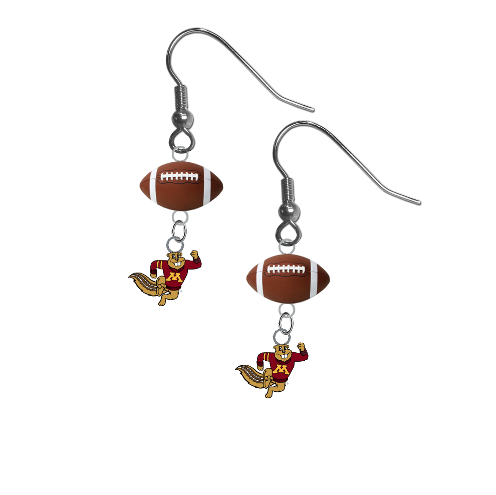 Minnesota Gophers Mascot NCAA Football Dangle Earrings