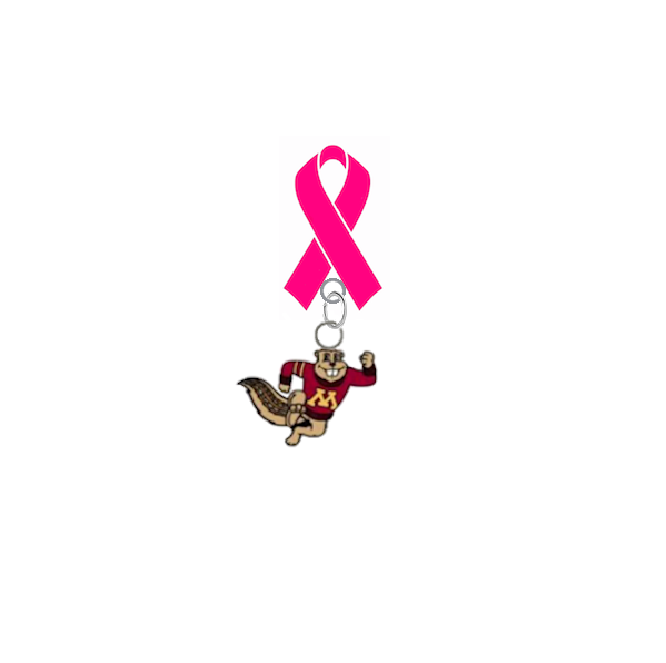 Minnesota Gophers Mascot Breast Cancer Awareness / Mothers Day Pink Ribbon Lapel Pin