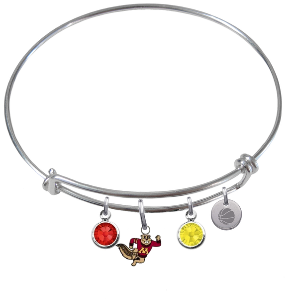 Minnesota Gophers Mascot Basketball Expandable Wire Bangle Charm Bracelet