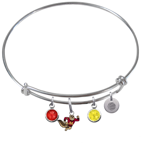 Minnesota Gophers Mascot Basketball Expandable Wire Bangle Charm Bracelet