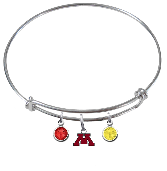 Minnesota Golden Gophers NCAA Expandable Wire Bangle Charm Bracelet