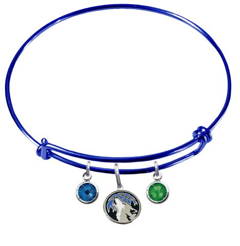 Minnesota Timberwolves BLUE Color Edition Expandable Wire Bangle Charm Bracelet