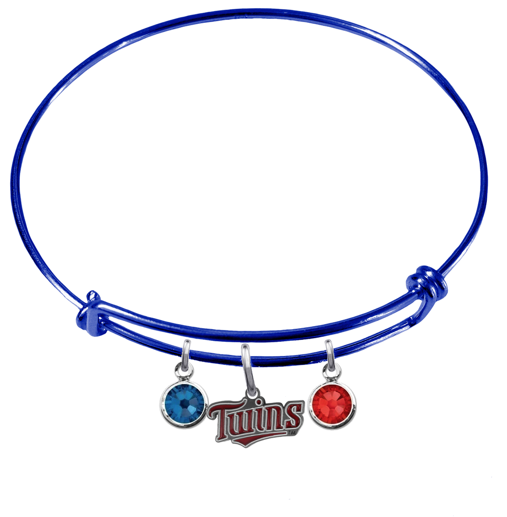Minnesota Twins Blue MLB Expandable Wire Bangle Charm Bracelet